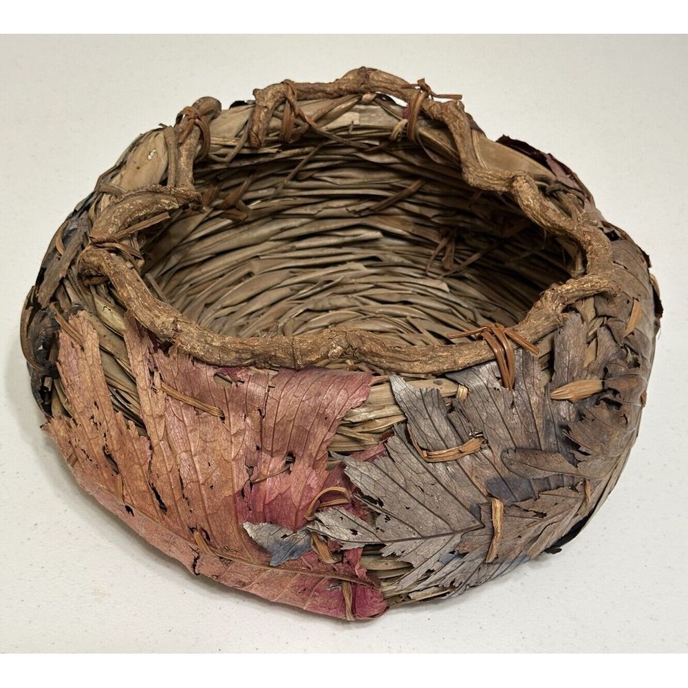 Hand Crafted Brown and Tan Woven Decorative Basket